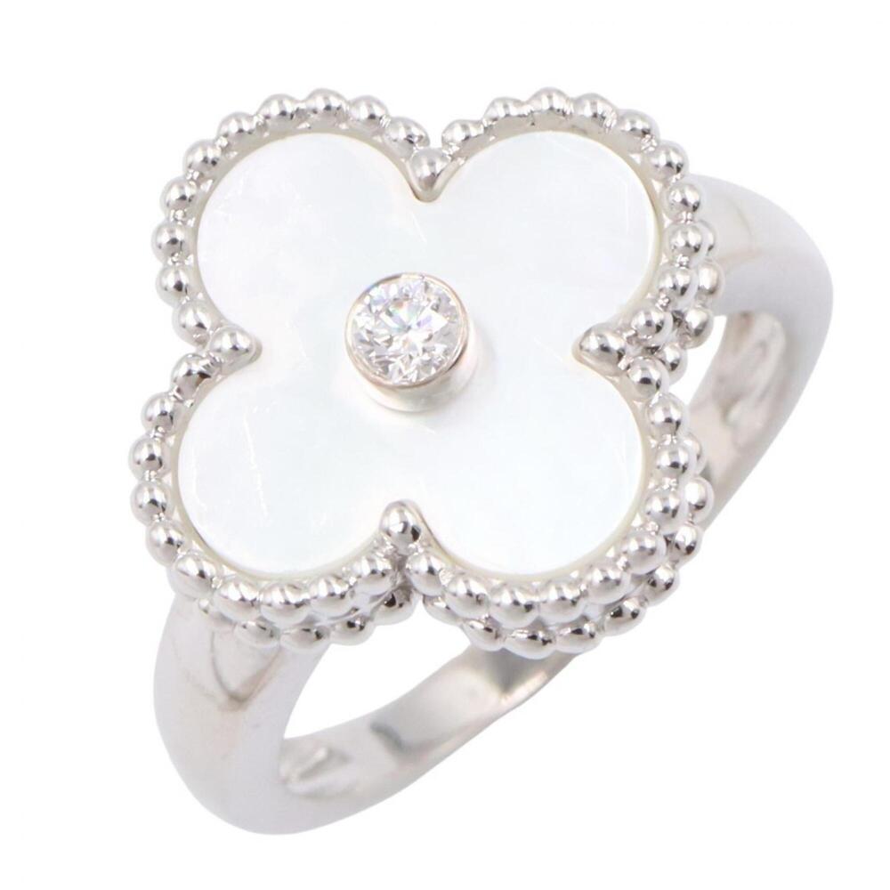 Van Cleef & Arpels Vintage Alhambra Mother-of-Pearl 1PD Ring - 18K White Gold...